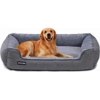 WAN Afneembaar-wasbaar hondenbed lichtgrijs 110 x 86 x 26 cm met toevoeging van zoekwoorden 'comfortabel' en 'duurzaam' Hondenkussen