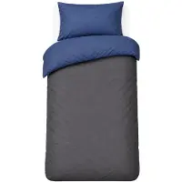 Sleepling 135 x 200 cm flanellen katoenen beddengoed | 1x omkeerbaar dekbedovertrek incl. 1x kussensloop (80 x 80 cm) | Made in Germany | wasbaar tot 60 graden | donkergrijs-donkerblauw