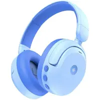 IClever BTH20 Noise-cancelling hoofdtelefoon voor kinderen, Bluetooth, lichtblauw, ideaal voor vliegreizen
