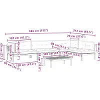 vidaXL 5-delige Loungeset pallet met kussens massief acaciahout
