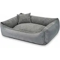 4L Textil Teo behaaglijk hondenbed, hoes afneembaar en wasbaar, voor middelgrote honden, hondenkussen, wollige hondenmand, hondenbank, 80 x 60 cm, Donkergrijs