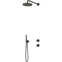 Hotbath Cobber IBS7009 Inbouw Doucheset - Ronde Handdouche - 20cm Hoofddouche - Wandarm - Wandhouder - Verouderd Ijzer - Messing - Kranen, - Kranen, Douchekranen, Douchesets, Inbouw douchesets