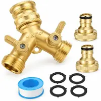 VHV - 2-weg messing tuinslang splitter - 3/4" kraan connector - Ideaal voor tuin - Buitenruimte en binnenplaats - in de tuin