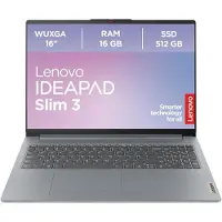 Lenovo IdeaPad Slim 3 laptop, 16 inch, WUXGA-scherm, AMD Ryzen 5, AMD Radeon-grafische kaart, 16GB RAM, 512GB SSD, Windows 11 Home, QWERTZ-toetsenbord, grijs, 3 maanden Premium Care
