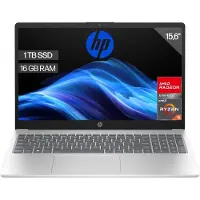 HP Laptop, 396 mm, Full HD, AMD Ryzen 5-7520U processor, 16 GB RAM, 1 TB SSD, AMD Radeon grafische kaart, zilver en blauw, Spaans QWERTY-toetsenbord, zonder besturingssysteem