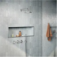 Hotbath Archie IBS33 Inbouw Doucheset RVS 316 - RVS Geborsteld - Staaf Handdouche - 30cm Hoofddouche (1,5cm) - Plafondbuis 30cm - RVS 316 - Kranen, - Kranen, Douchekranen, Douchesets, Inbouw