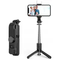 Techsuit Merkloze Selfie Stick Tripod met LED Lamp & Bluetooth Afstandsbediening