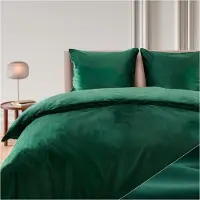 Blumtal beddengoed, 200x200 en 2 kussenslopen van 80x80 cm, met een zachte, kasjmierachtige pluis in donkergroen