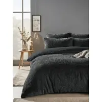 Sleeptime Teddy dekbedovertrek onderkant microvezel Fur - antraciet - 2-persoons (200x220 + 2st 60x70cm)