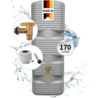 Graf 4rain QUADRO wandtank complete-set 170 L betongrijs incl. kunststof uitloopkraan en regenpijp aansluiting