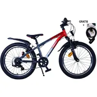 Kubbinga B.V. XC Race Kinderfiets - 20 inch - Rood Grijs - 7 versnellingen - Met gratis kabelslot