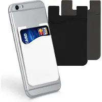 Kwmobile 3x Kaarthouder Hoesje voor Smartphone - Zelfklevend - Zelfklevende Siliconen Kaarthouder Zwart Grijs Wit - Afmeting 8,5x5,5cm