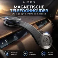Lisen Premium Magnetische Telefoonhouder Auto – 360° Draaibaar – Sterke Vacuüm Zuignap – Dashboard & Voorruit – Voor iPhone/Samsung – Inclusief Metalen Ring Krachtige magnetische bevestiging