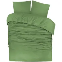 DoubleDry Dekbedovertrek Flanel 100% Zacht Katoen - Tweepersoons 200x200/220 cm + 2 Kussenslopen - Ademend & Huidvriendelijk - Groen
