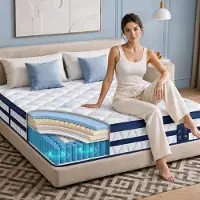 Niceluck Matras 90x190, hoogte 26 cm, met geïntegreerde toplaag, pocketveringmatras met 7 zones, stevigheid H3/H4 – premium tijk van 420 g/m²