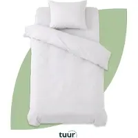 Tuur Dekbedovertrek 140x220 100% Biokatoen - Classic White - GOTS-gecertificeerd - Met flessenhals insteek