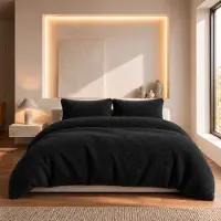 Zydante teddy dekbedovertrek - Zwart - 240x220