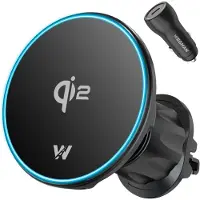 Wegman Telefoonhouders Auto met Qi2 15W Draadloze Oplader - Magnetische Autohouder Ventilatierooster - Mobiel Houder voor Ventilatie Luchtrooster - GSM Houder Auto - Incl. 45W USB-C Autolader