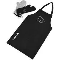 Barbecook schort en lange handschoenen - zwart