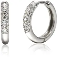 Zinzi zilveren oorringen 15 x 3mm witte zirconia's met luxe klapsluiting ZIO660