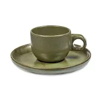 Serax - Sergio Herman Surface - Espressokop + Schotel - Camogroen - 13 Ø - 4 stuks