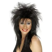 Smiffys Mooie zwarte pruik Rock Diva Eva