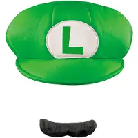 Vegaoo Luigi pet en snorvoor volwassenen