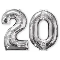 Amscan folieballon 20 jaar 66 cm zilver 2 ballonnen