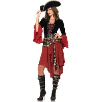 Leg avenue Piraten outfit met goudkleurige schedels voor vrouwen