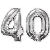 Vegaoo Set van 2 zilverkleurige 40 jaar ballonnen
