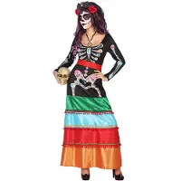 Atosa Mexican Skeleton Long Dress Costume Veelkleurig M-L Kinderen