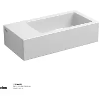 Clou Flush 3 fontein zonder kraangat met plug links wit keramiek B36xH9xD18cm