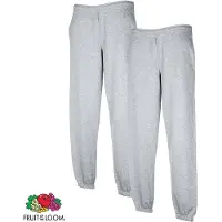 Fruit Of The Loom 2 sweatpants maat S elastieken boord gemêleerd grijs