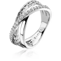 Zinzi zilveren cross-over ring gourmet wit ZIR1360