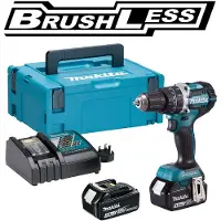Makita DHP484, Elektrische schroefboormachine, Pistolgreep, 1/2", Zwart, Blauw, Borstelloos, Ophangoog