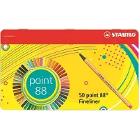 Stabilo point 88 - Fineliner 0,4 mm - 50 Stuks Metalen Etui - Met 47 Verschillende Kleuren