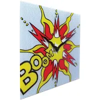 Nextime Boom - Klok - Vierkant - Glas - 43x43 cm - Rood/ Geel