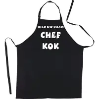 Mijncadeautje Schort - Chef Kok - met voornaam - leuke en exclusieve keukenschort - zwart