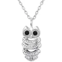Montebello Ketting Alies - Dames - 925 Zilver - Zirkonia - Uil - 8 x 15 mm - 45 cm