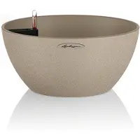 Lechuza CUBETO Stone 30 - Plantenbak - met uitneembare binnenbak - met bewateringssysteem - ALL-IN-ONE set met LECHUZA-PON - zandbeige