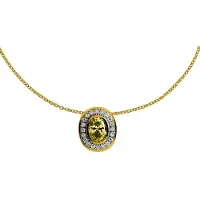 Diamonfire Zilveren Collier 45 cm Geelgoud kleurig met Hanger Ovale gele steen 803.0234.45