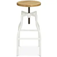 Legend - Industriele barkruk - Hoog - Draaibaar - Houten zitting - Wit