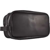 Gerard Brinard Toiletbox 2 ritsen Echt Leer Zwart- toilettas, reizen, vakantie