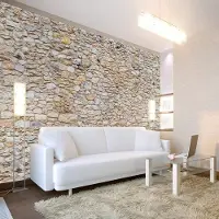 Karo-art Fotobehang - Muur van kiezelstenen