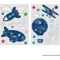 Lief! lifestyle Lief! - Raamstickers - Luchtvaartuigen - Jongens - Blauw - 2 sheets van 17,5 x 25cm