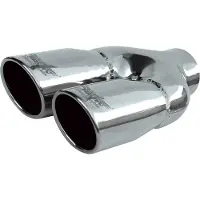 Simoni Racing Uitlaatsierstuk Dubbel Rond/Schuin RVS - Diameter 76mm - Lengte 230mm - Montage 58mm