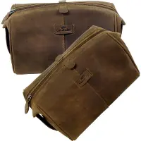 Landleder "Old School" Lederen Toilettas Vintage Bruin