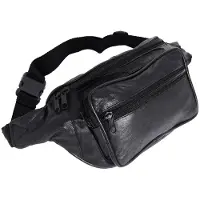 Rojafit Heuptas-Groot-4 vakken-Zwart-Nappa Leer-Afmeting ca. 34 x 8 x 15 cm.