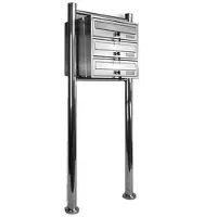 Brulo Brievenbus - 3 Woonadressen - RVS - 1x3
