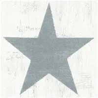 Decor Vintage ster groot wit/blauw behang (vliesbehang, blauw)
